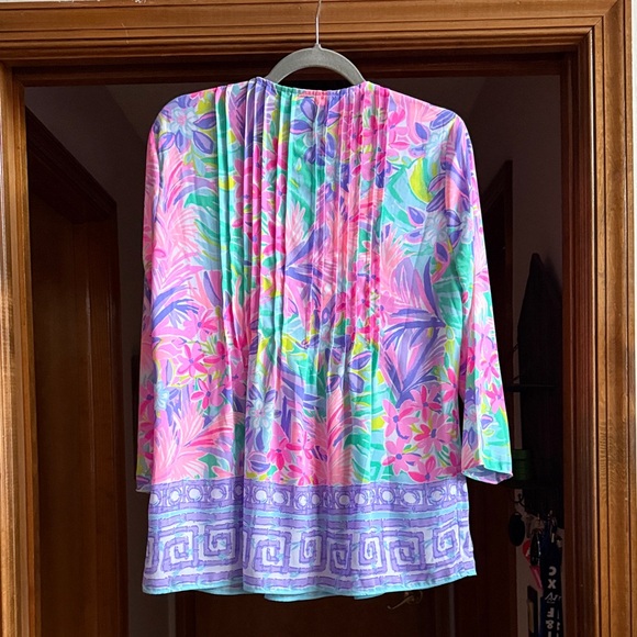 Lilly Pulitzer Vibrant Floral Blouse in Pink and Purple - Picture 2 of 4